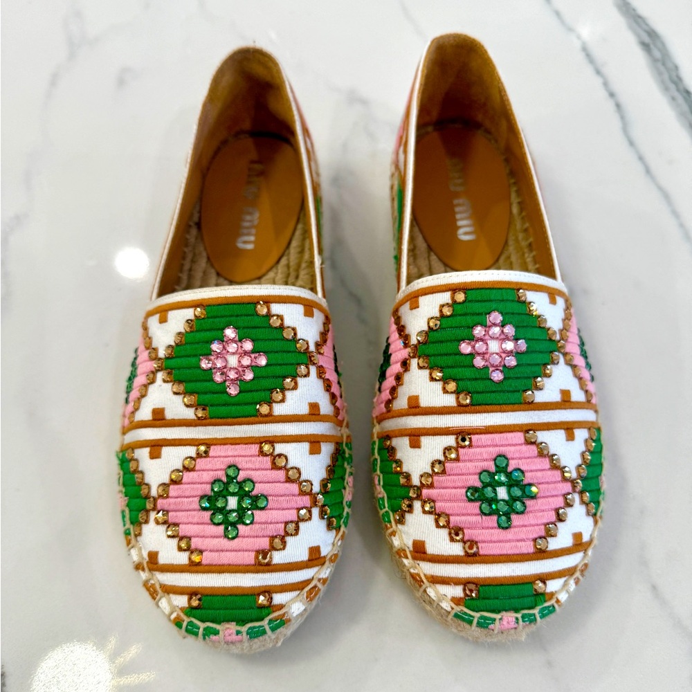 Miu Miu Crystal Embellished Espadrilles